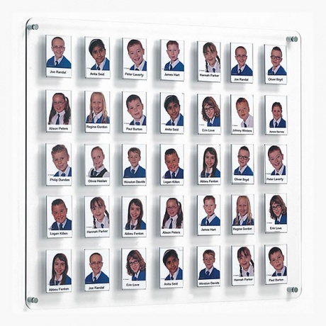 Crystal Staff & Class Pupil Photo Board with 35 Pockets